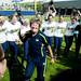 Michigan head coach Carol Hutchins dances in the center of a huddle after the game against Louisiana-Lafayette on Saturday, May 25. Daniel Brenner I AnnArbor.com